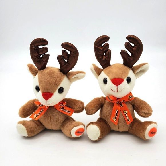 Reese's 6” Reindeer Plush‎ Stuffed Animal Reeces Pieces Deer  Ribbon Bow Holiday - Picture 7 of 9